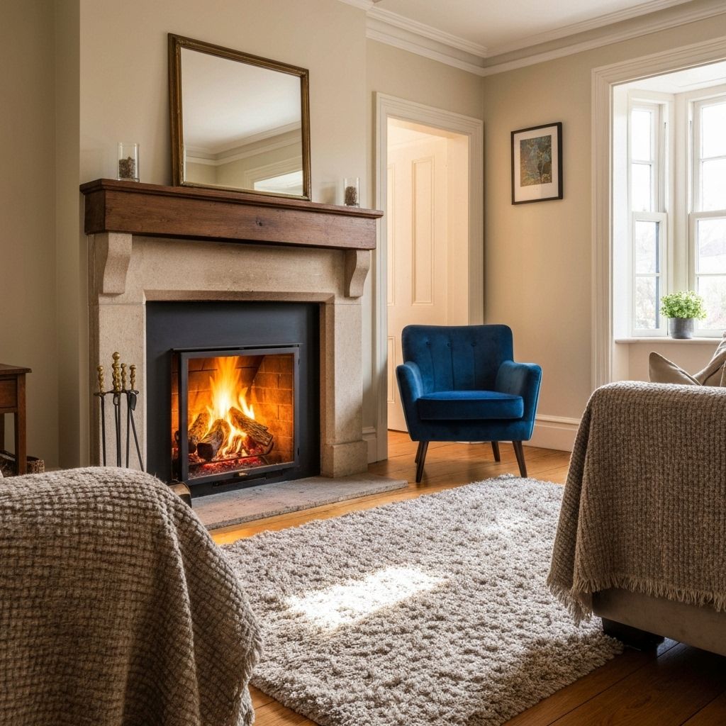 Cozy fireplace in living room